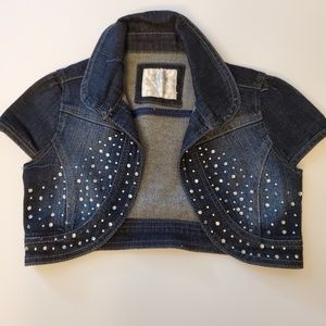 Justice Rhinestone Denim Vest